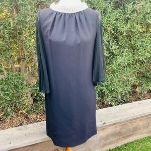 1960’s Black Mini Dress With Silver Brocade Neck
